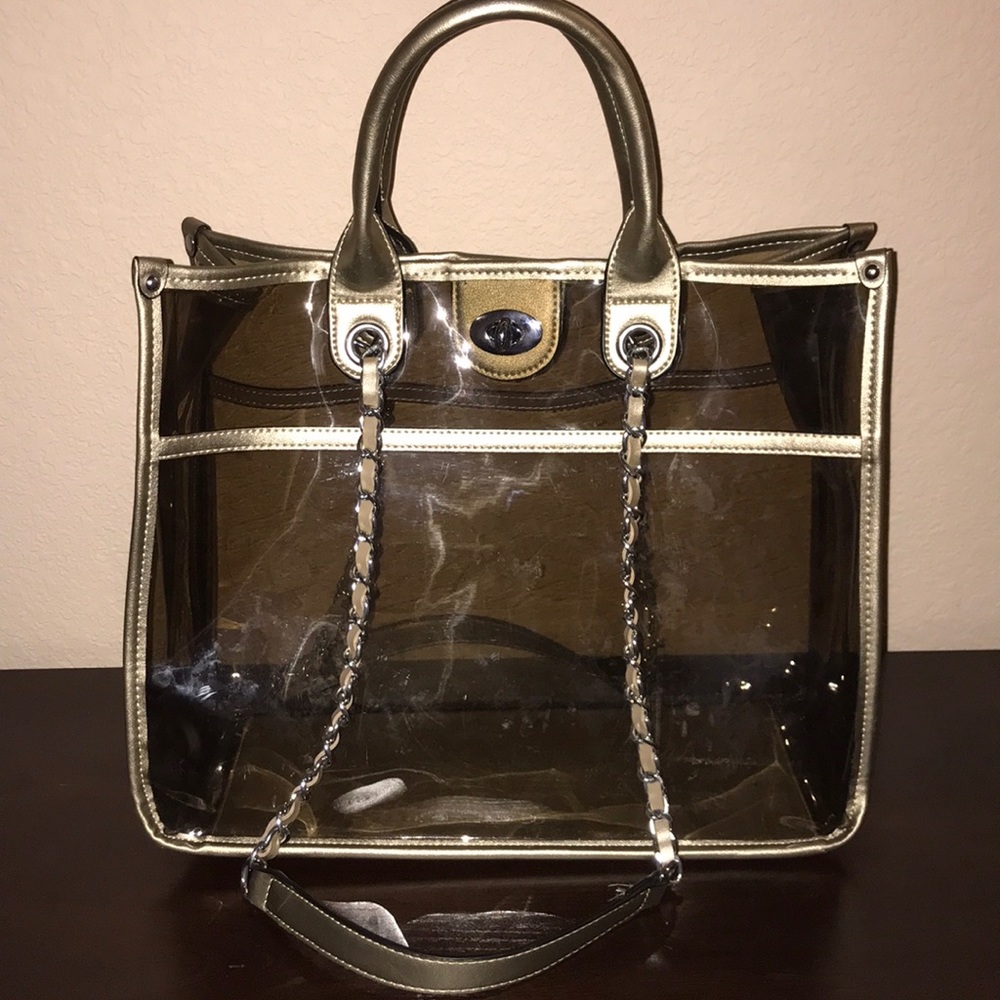 Transparent gold tote